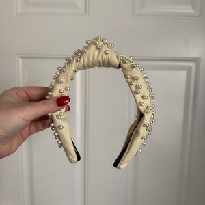 Lele Sadoughi Cream headband with pearl embellishment